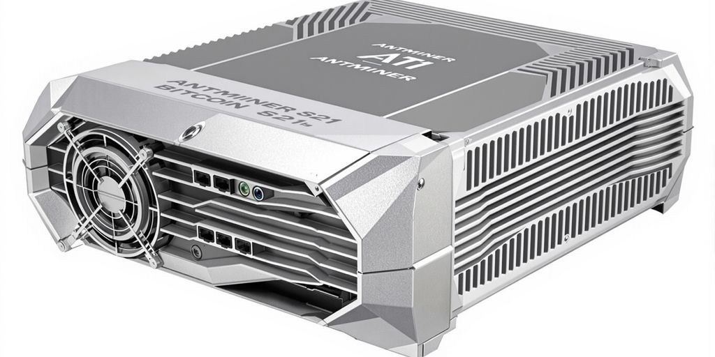Antminer S21 Bitcoin mining hardware.