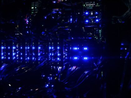 Powerful mining rig with glowing components.